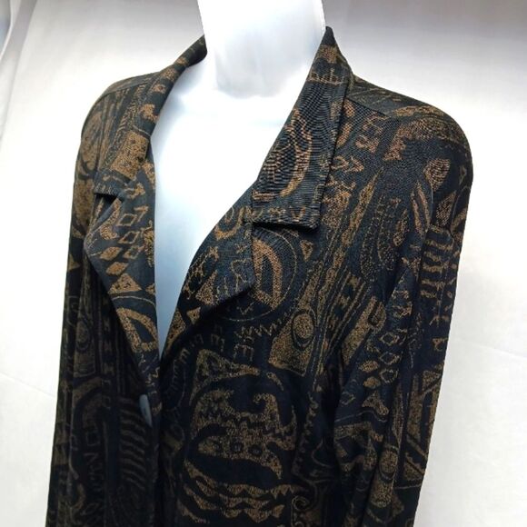 Chico's Travelers Jacket Bkack Tribal Art- to- Wear One Button Women's  Size 3. - Picture 2 of 14